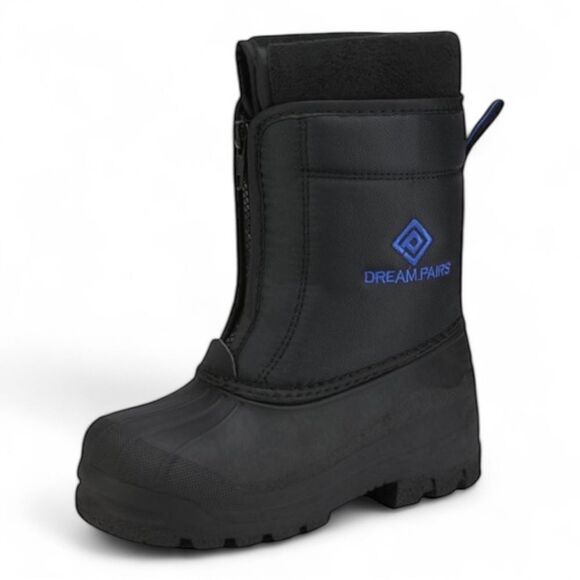 Dream Pairs KSTAR Kids Waterproof Snow Boots Black & Royal Blue 2M EUC - Picture 1 of 9
